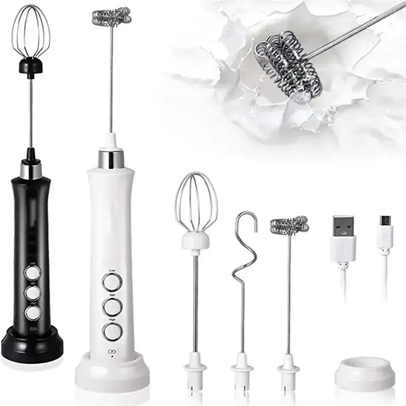 Electric Milk Frother Handheld - Pembuat Busa Susu Elektrik 3 in